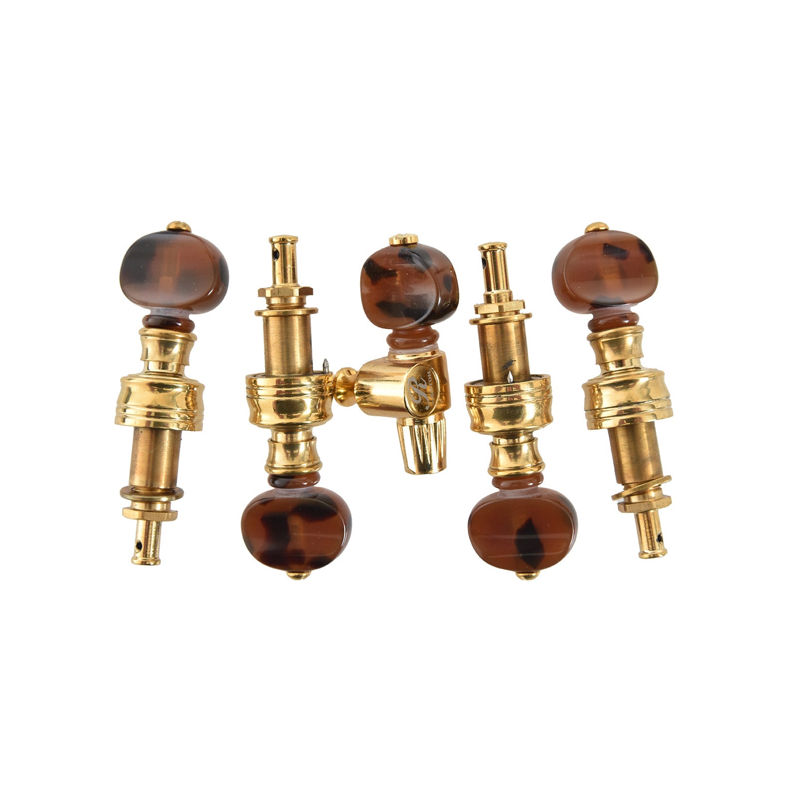 Image 1 of Rickard Cyclone 10:1 Banjo Tuners, Brass/Tortoise, Set/5