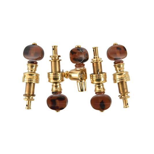 Image 1 of Rickard Cyclone 10:1 Banjo Tuners, Brass/Tortoise, Set/5