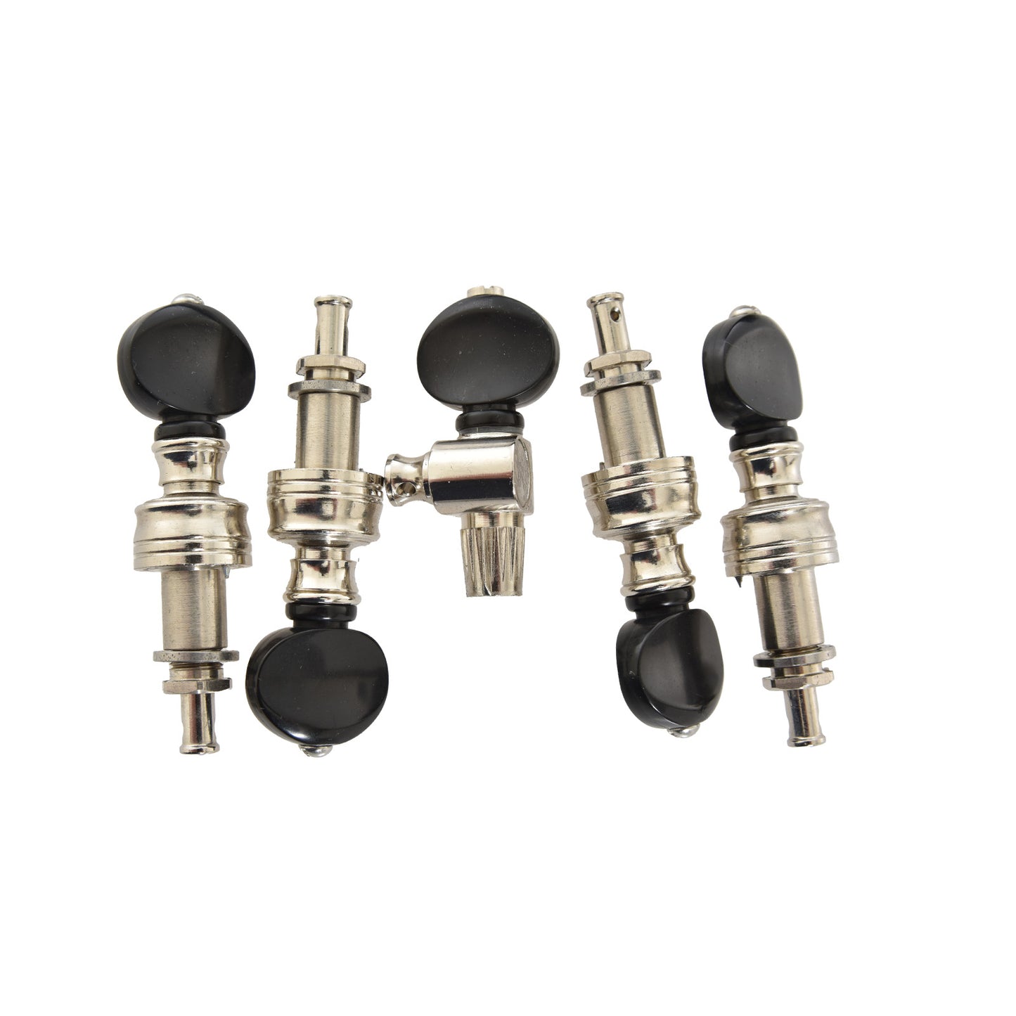 Image 2 of Rickard Cyclone 10:1 Banjo Tuners, Nickel/Black Plastic, Set/5
