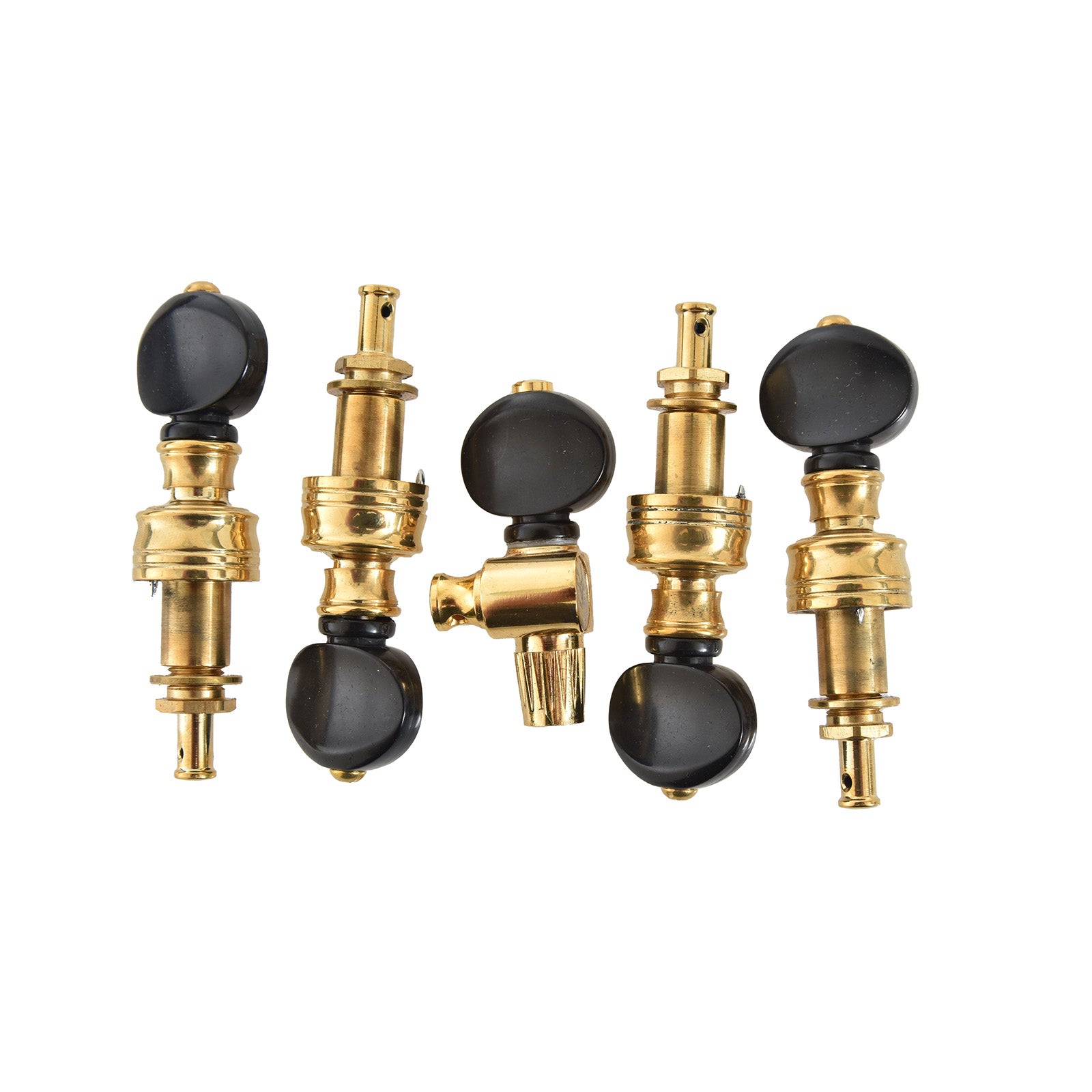 Image 1 of Rickard Cyclone 10:1 Banjo Tuners, Brass/Black Plastic, Set/5