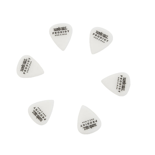 IMage 1 odf Ernie Ball Prodigy Mini 2.0MM White Guitar Picks, 6 Pack
