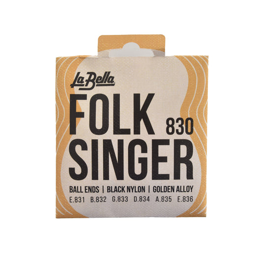 Image 1 of La Bella Set No. 830 Folk Singer Black Nylon Acoustic Guitar  Strings