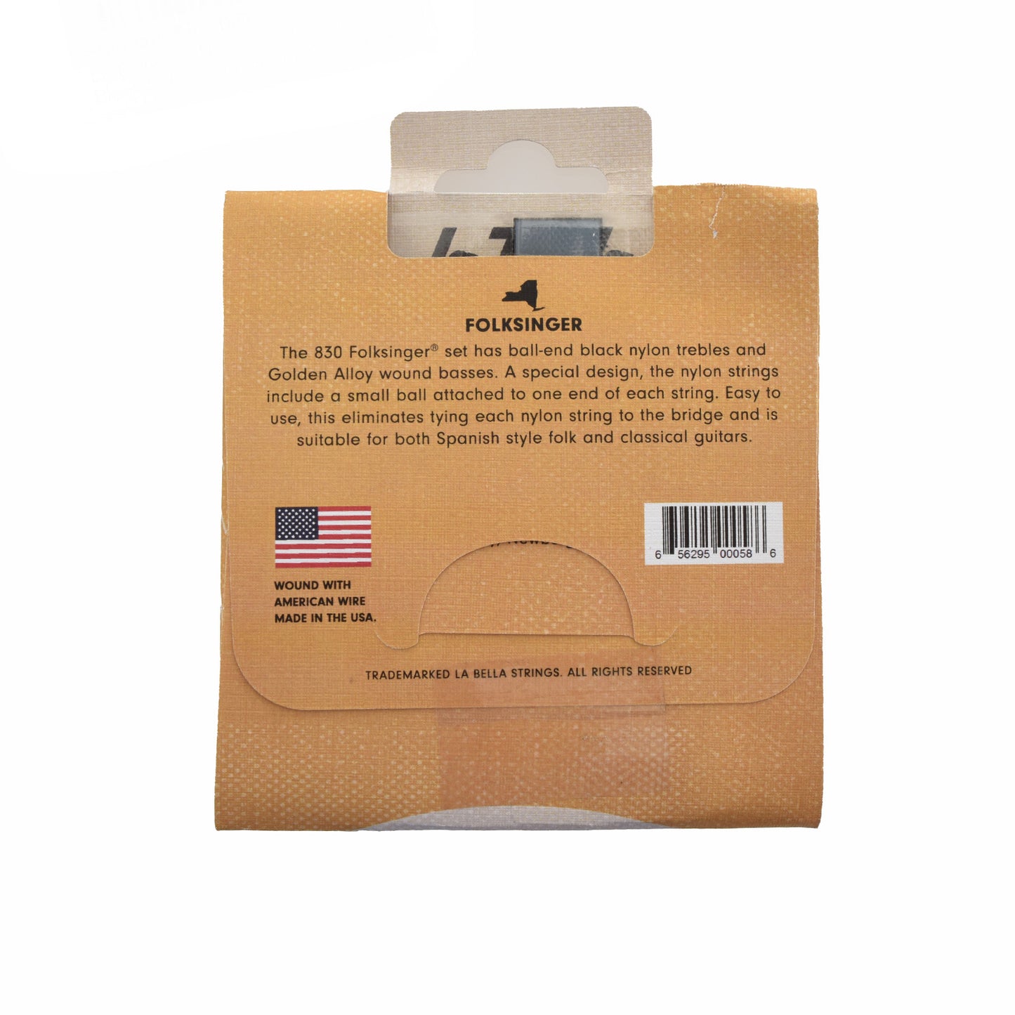 Image 3 of La Bella Set No. 830 Folk Singer Black Nylon Acoustic Guitar Strings