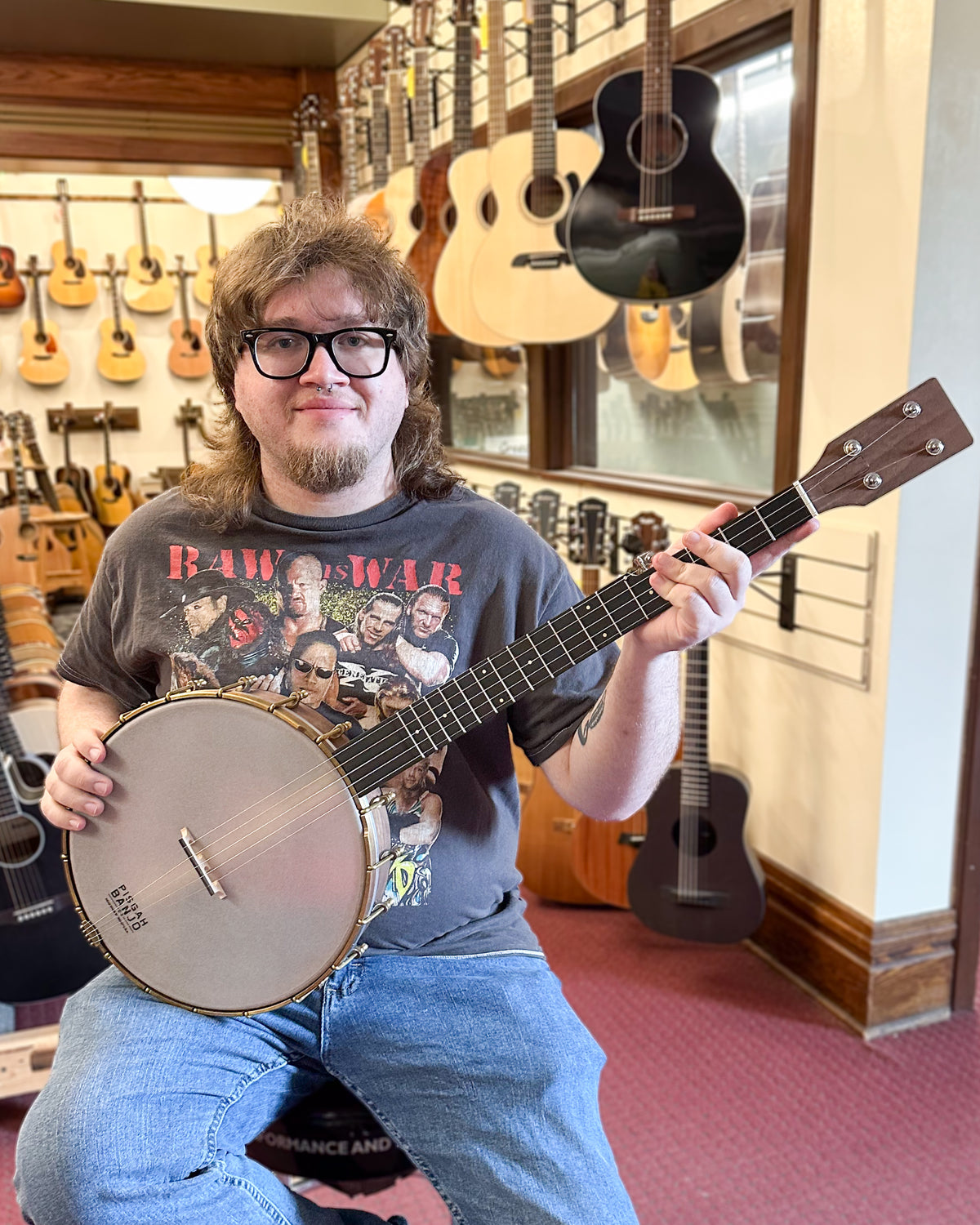 Showroom photo of Pisgah Roscoe 12in Openback Banjo & Gigbag