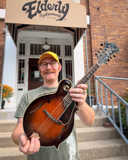 Showroom photo of Northfield Workshop NFB-F5E Master Model Big Mon Limited Mandolin, Engelmann Top