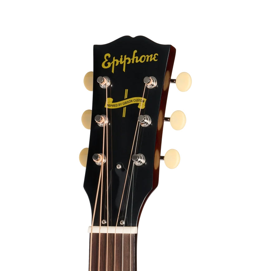 Headstock of Epiphone 1942 Banner J-45 Acoustic Guitar & Case, Vintage Sunburst