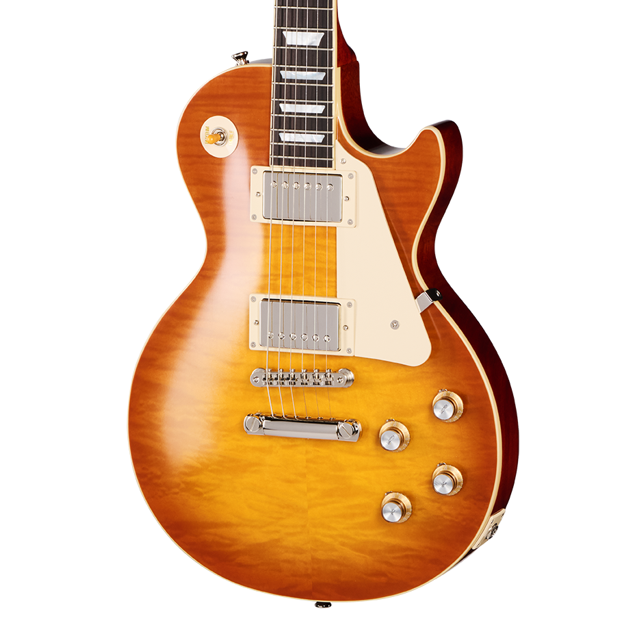 Front of Epiphone 1960 Les Paul Standard Reissue Electric Guitar & Case, Iced Tea Burst