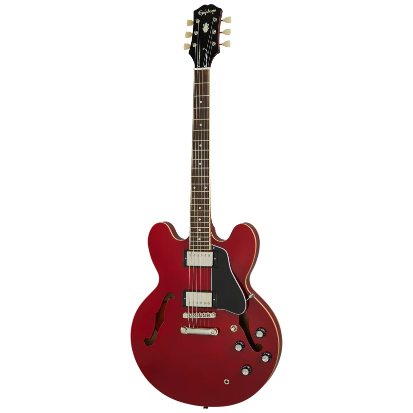 Full Front of Epiphone ES-335 Semi-Hollowbody Electric Guitar, Cherry