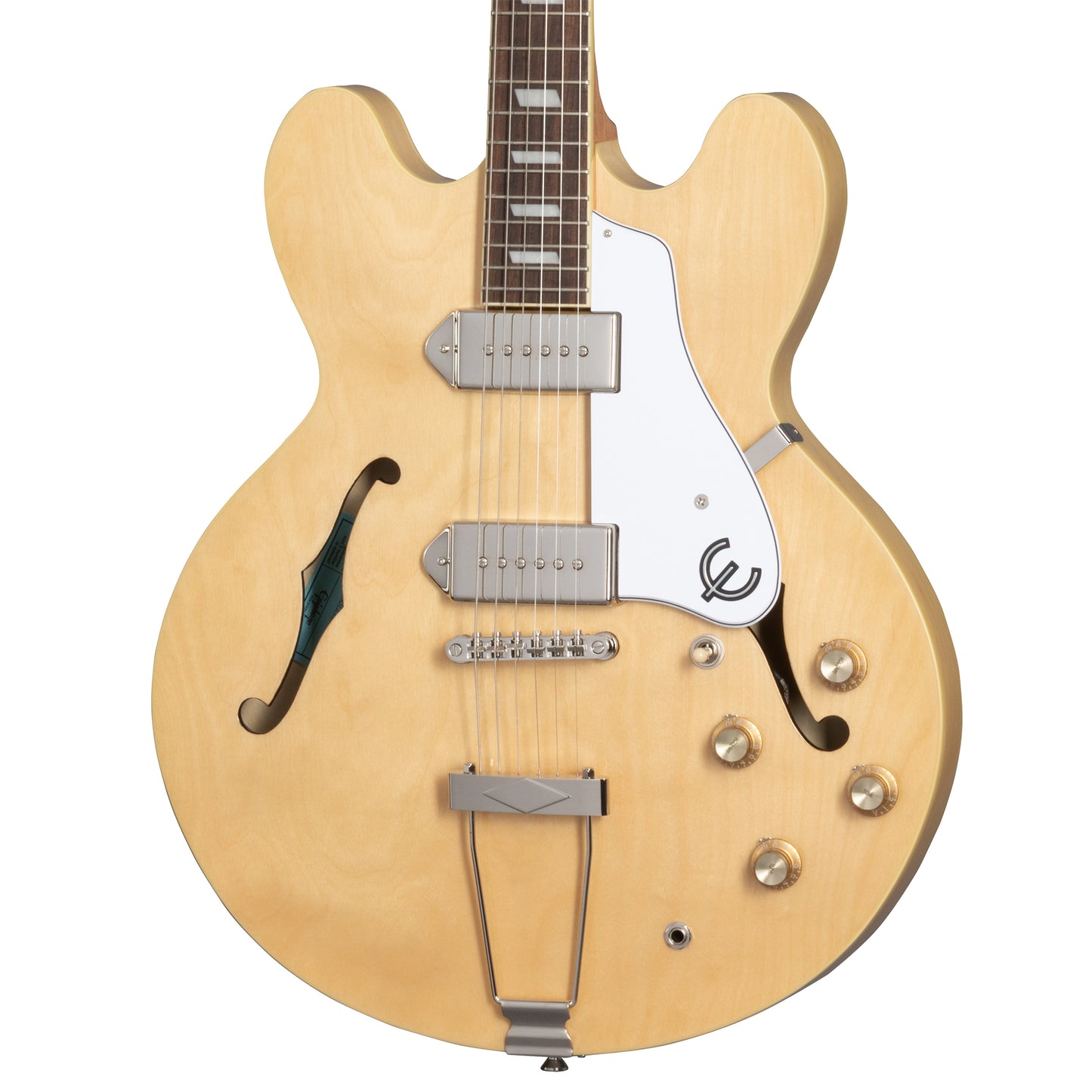 Front of Epiphone Casino Semi-Hollowbody Electric Guitar & Gigbag, Natural