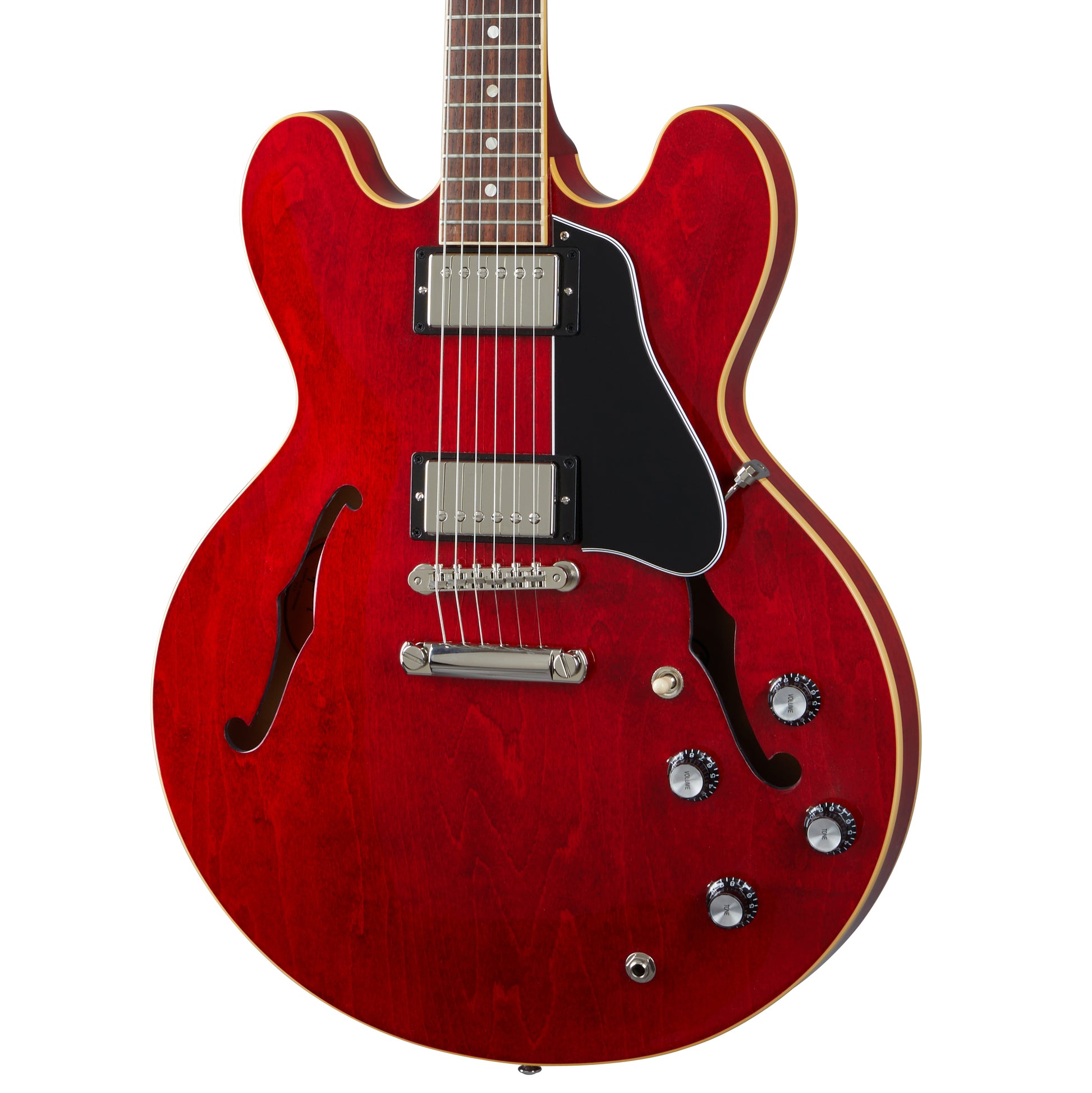 Front of Gibson ES-335 Figured Semi-Hollowbody Electric Guitar & Case, Sixties Cherry