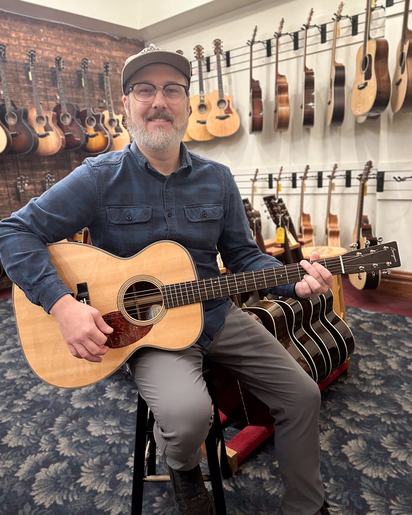 Showroom photo of Bourgeois Touchstone Series Vintage/TS OM Acoustic Guitar