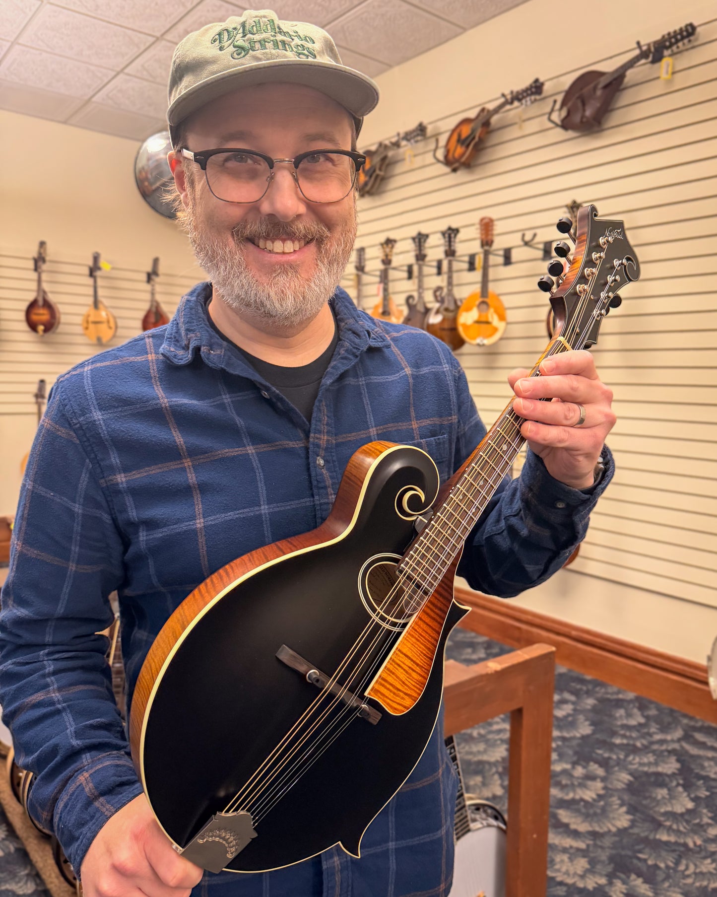 Showroom photo of Northfield Workshop  S-Series NFS-F2B Mandolin, Blacktop Oval Soundhole, with Case