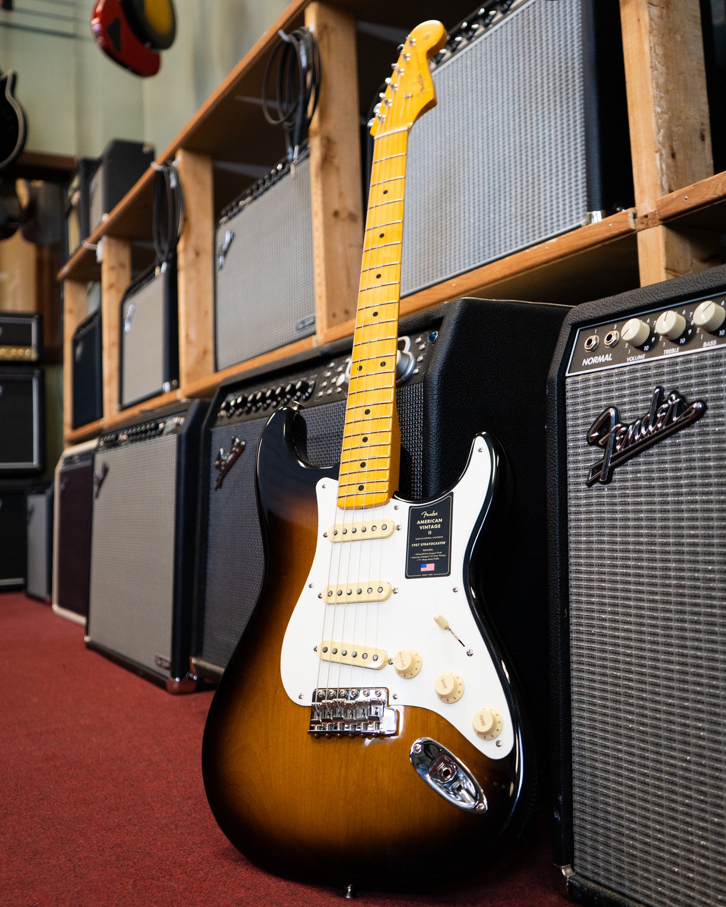 Showroom photo of Fender American Vintage II 1957 Stratocaster, 2-Color Sunburst