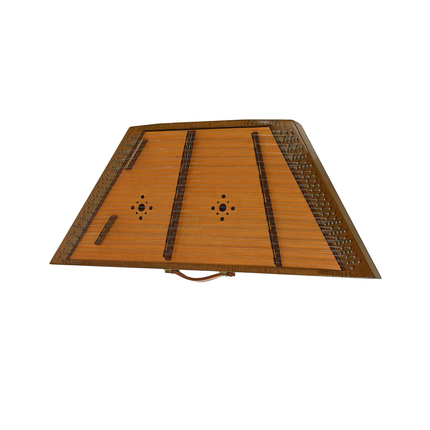 Front and side of R.L Tack 15-15 Chromatic Hammered Dulcimer