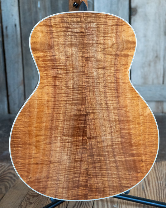 Showroom photo of back Taylor Gold Label 814e Koa Acoustic Guitar & Case