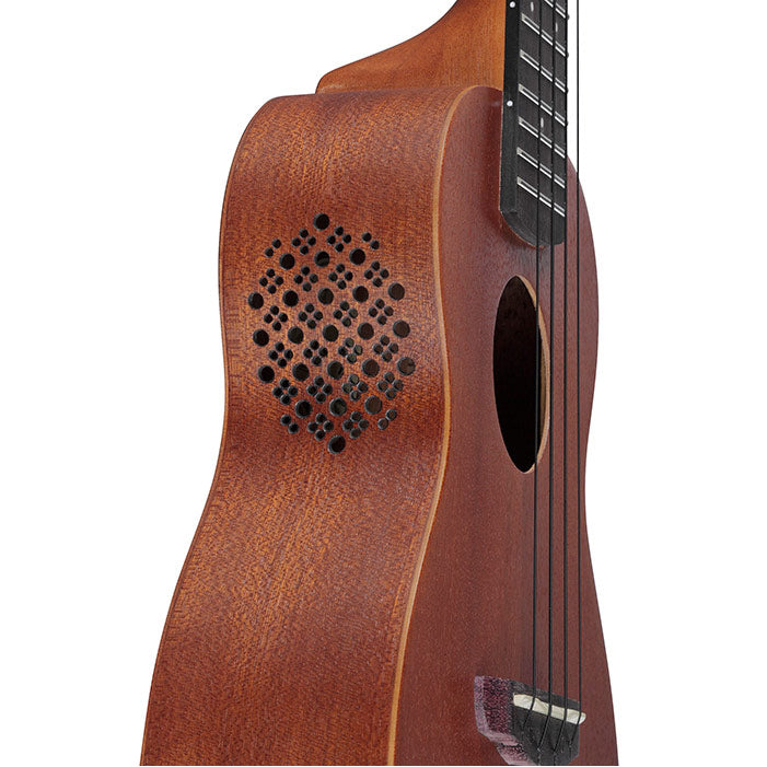 Side soundholes of Ibanez Soprano Ukulele with Bag, Open Pore Natural
