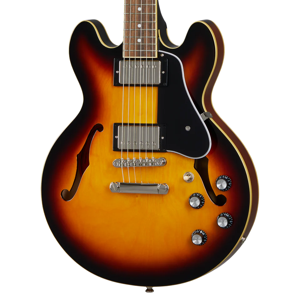 Front of Epiphone ES-339 Semi-Hollowbody Electric Guitar, Vintage Sunburst