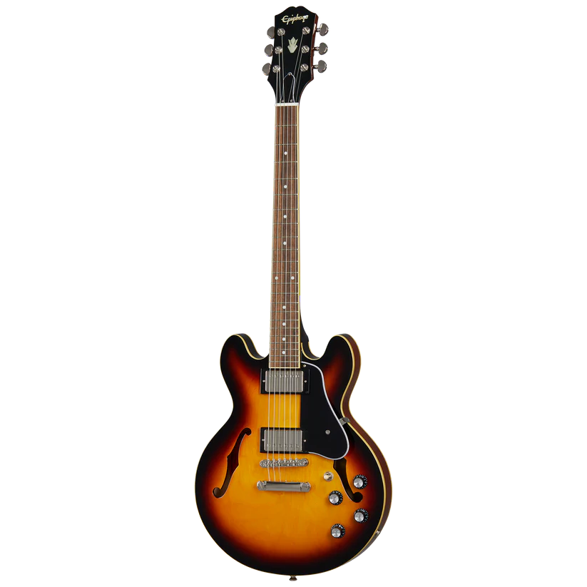 Full Front of Epiphone ES-339 Semi-Hollowbody Electric Guitar, Vintage Sunburst