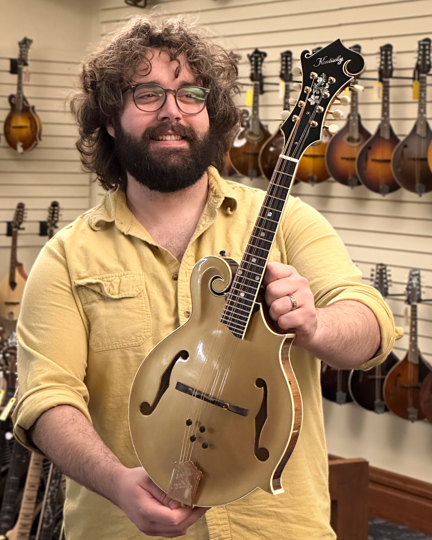 SHowroom photo of Kentucky KM-858 Gold Artist F-Style Mandolin (2018)