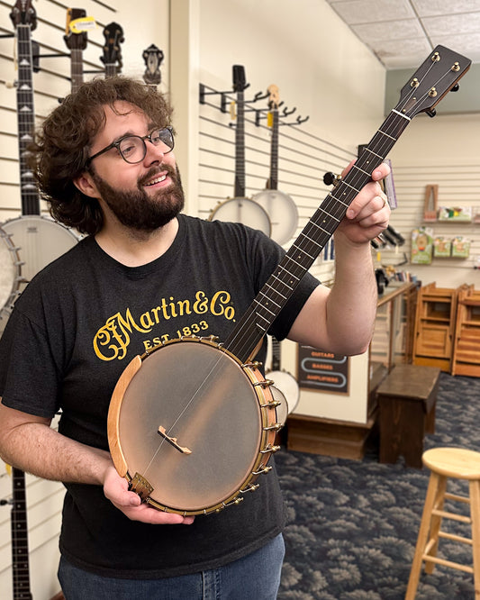 Showroom photo of Ome Tupelo Openback Banjo & Case, 11" Rim, Cherry