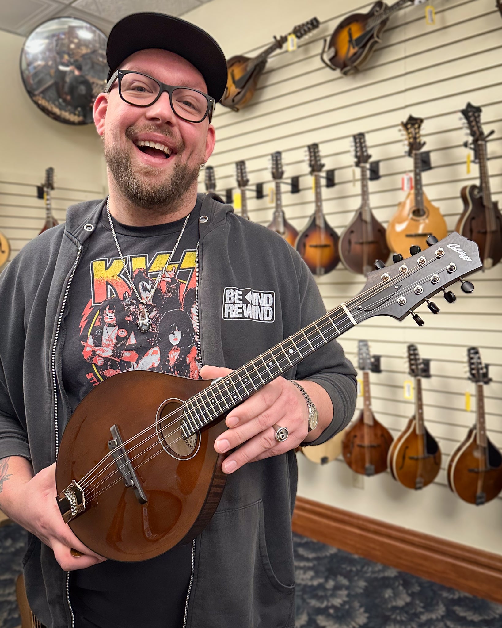 Showroom photo of Collings MT O Oval Hole A-Style Mandolin, Gloss Top