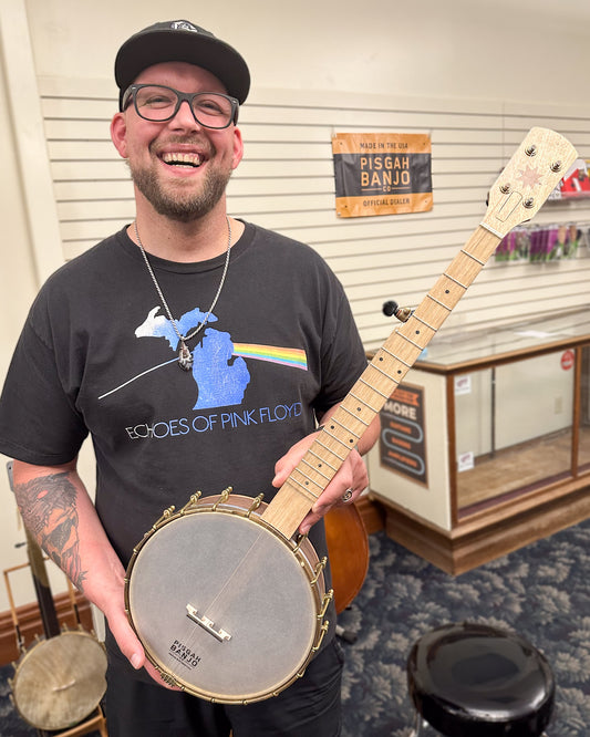 Showroom photo of Pisgah Appalachian 11in Short Scale Openback Banjo & Gigbag, Walnut