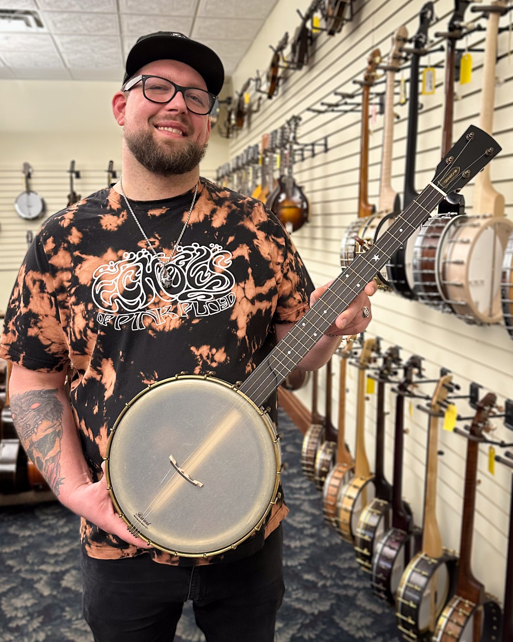 Showroom photo of Rickard 12" Maple Ridge Openback Banjo & Case, with Rickard Cyclone 10:1 Tuners