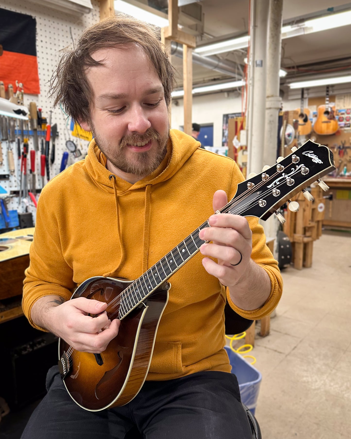 Showroom photo of Collings MT2 A-Style Mandolin Sunburst Finish