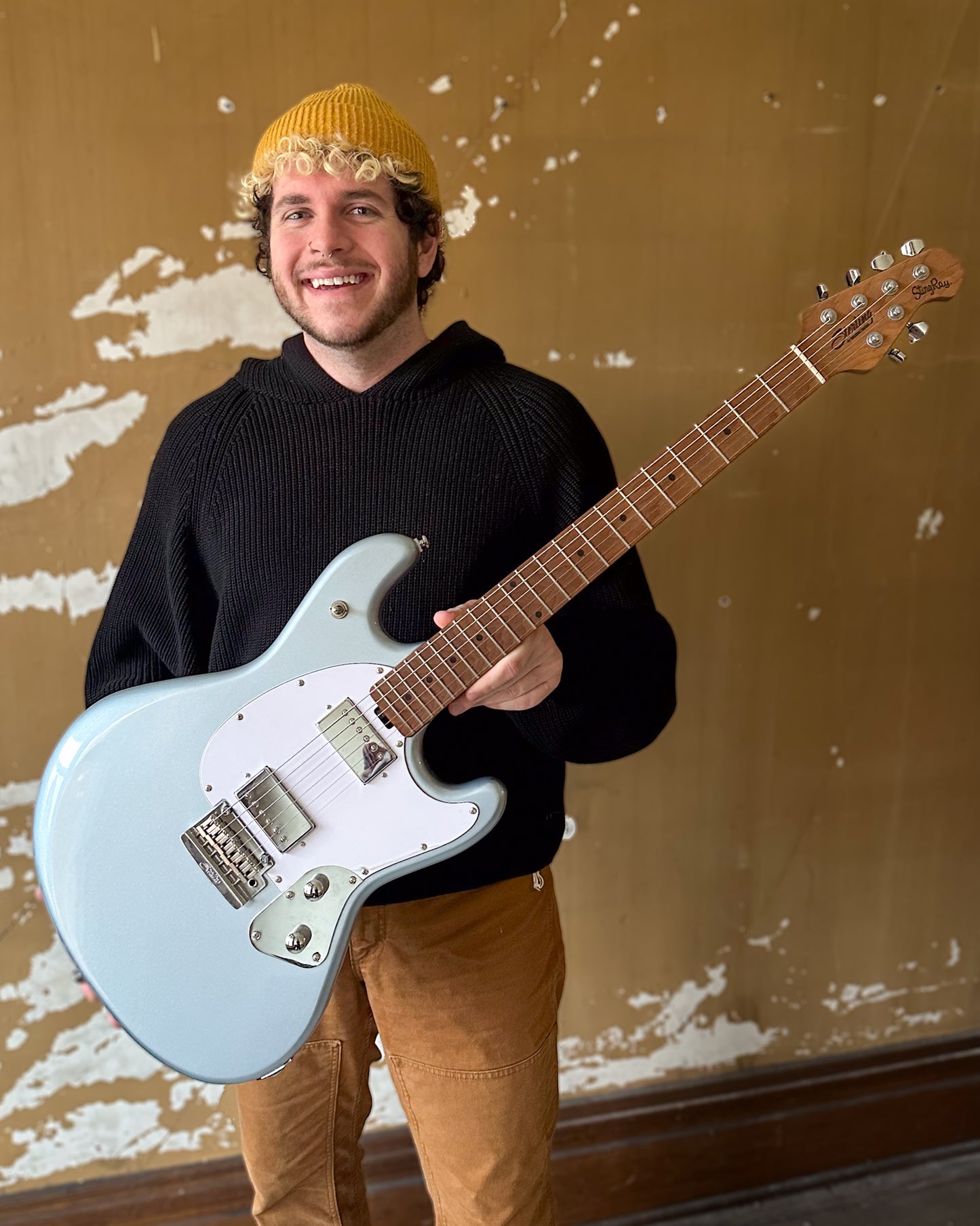 Showroom photo of Sterling by Music Man Stingray SR50 Electric Guitar, Firemist Silver