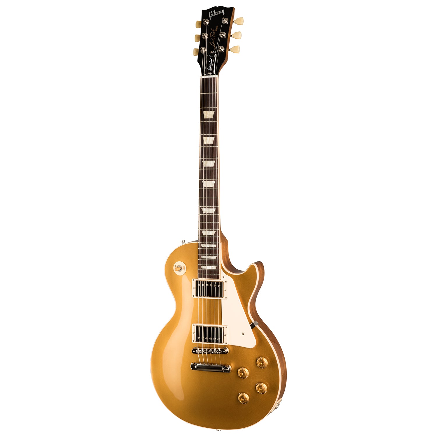 Full Front of Gibson Les Paul Standard 50s Electric Guitar & Case, Gold Top