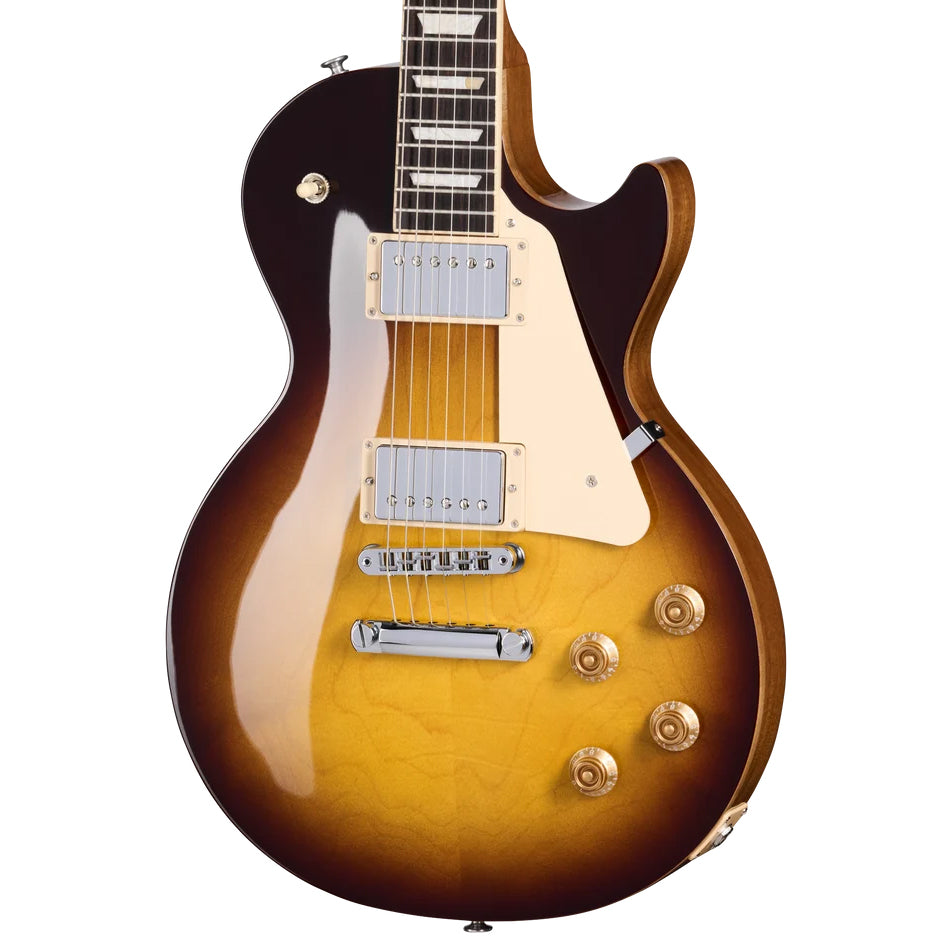 Front of Gibson Les Paul Studio Electric Guitar & Gigbag, Tobacco Burst
