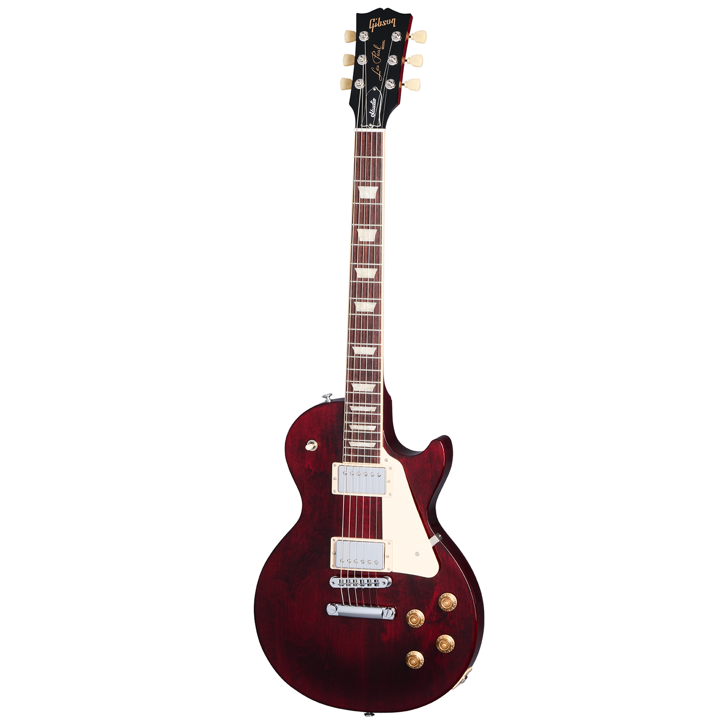 Full Front of Gibson Les Paul Studio Electric Guitar & Gigbag, Wine Red