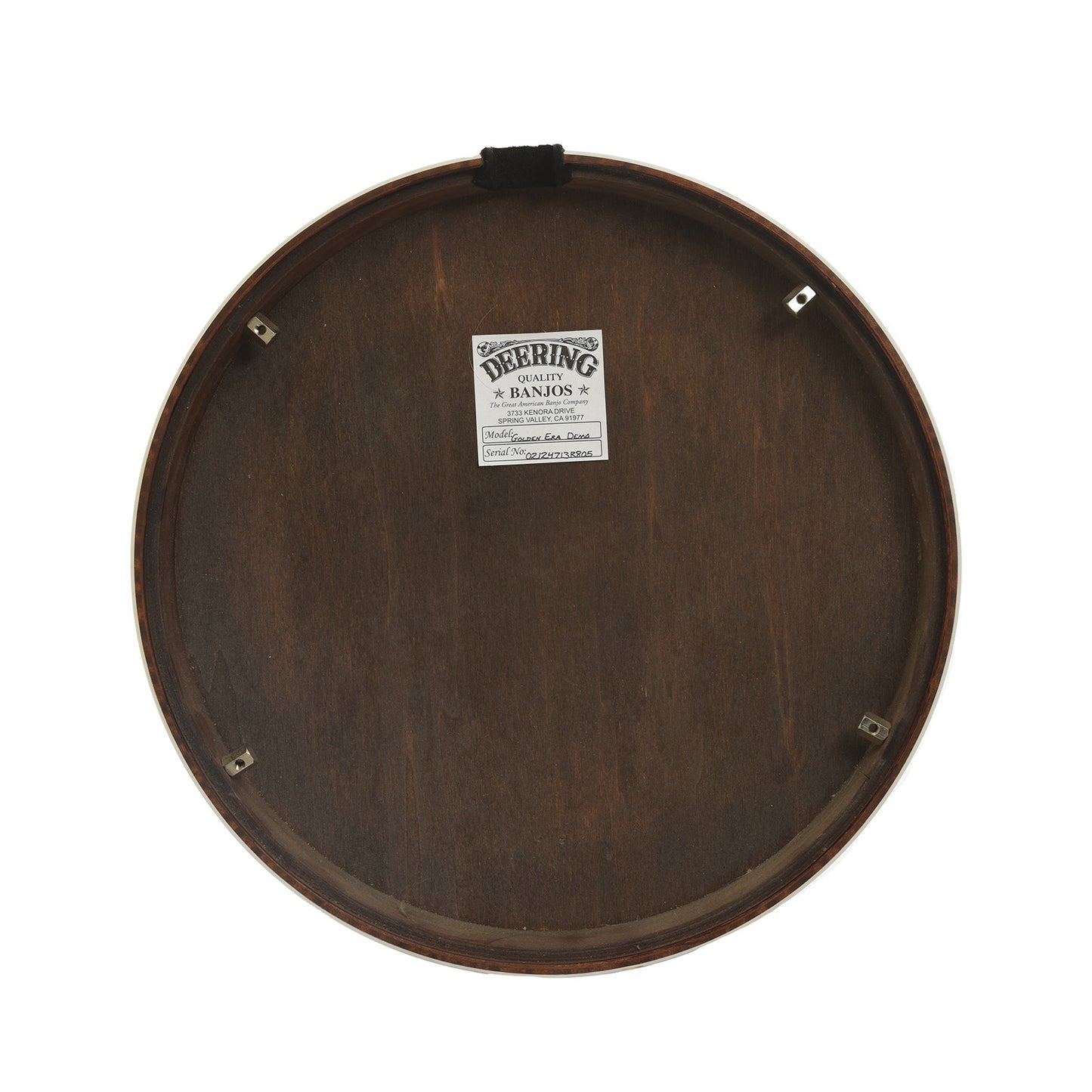 Inside label of Deering Golden Era Resonator Banjo 