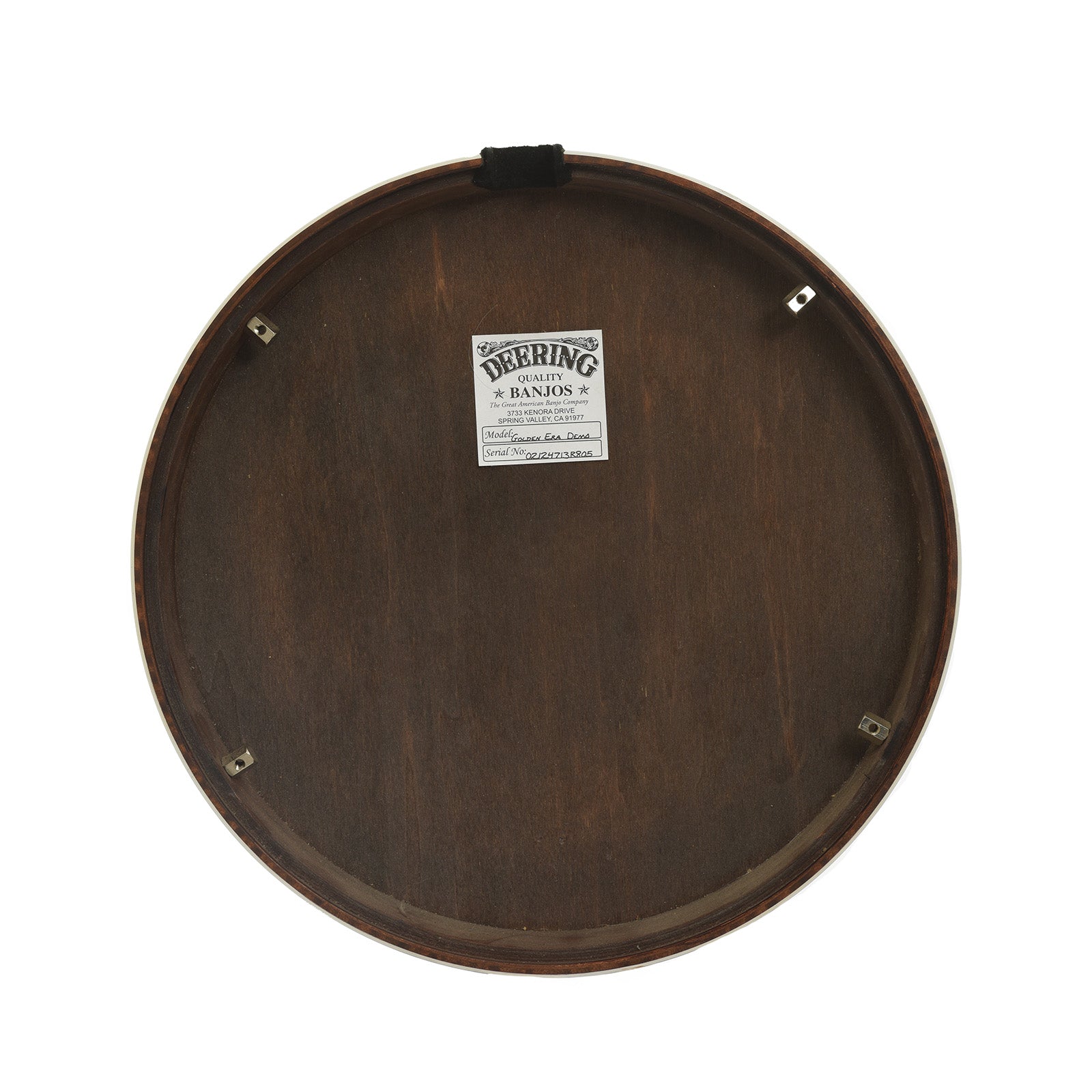 Inside label of Deering Golden Era Resonator Banjo 