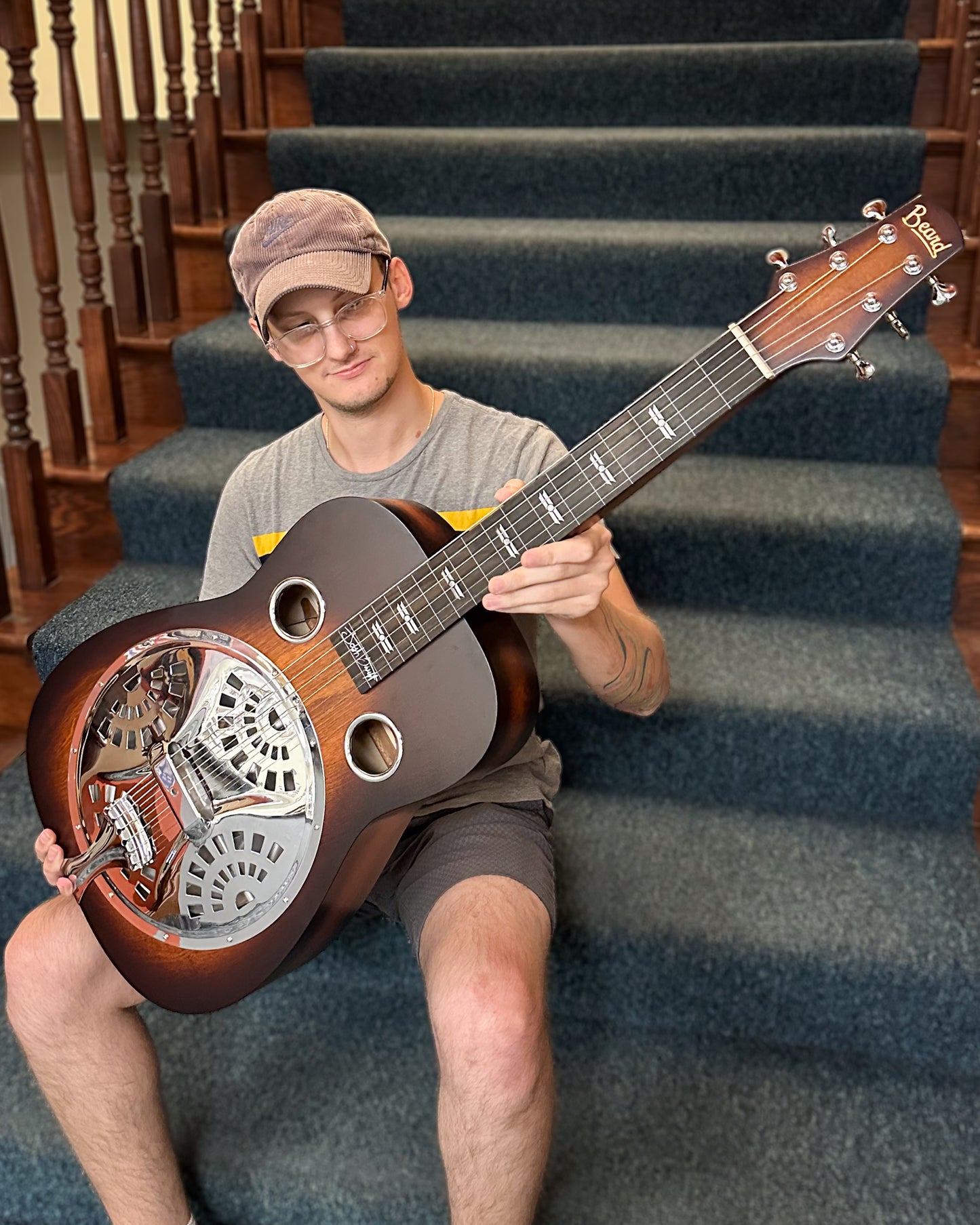 Showroom photo of Beard Josh Swift Standard Squareneck Resonator Guitar with Signature Inlays