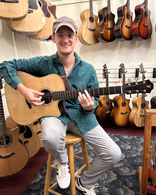 Showroom photo of Furch Master's Choice Green Dc-SR Acoustic-Electric Guitar with Older CNR System® Neck Design