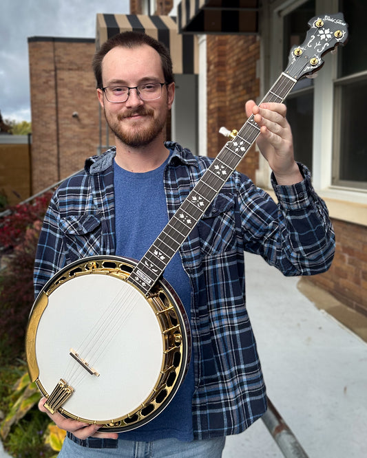 Showrooom photo of Gold Tone Mastertone OB-Grandee Orange Blossom Grand Resonator Banjo & Case