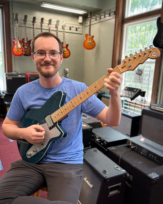 Showroom photo of Reverend Jetstream HB Electric Guitar, High Tide Blue