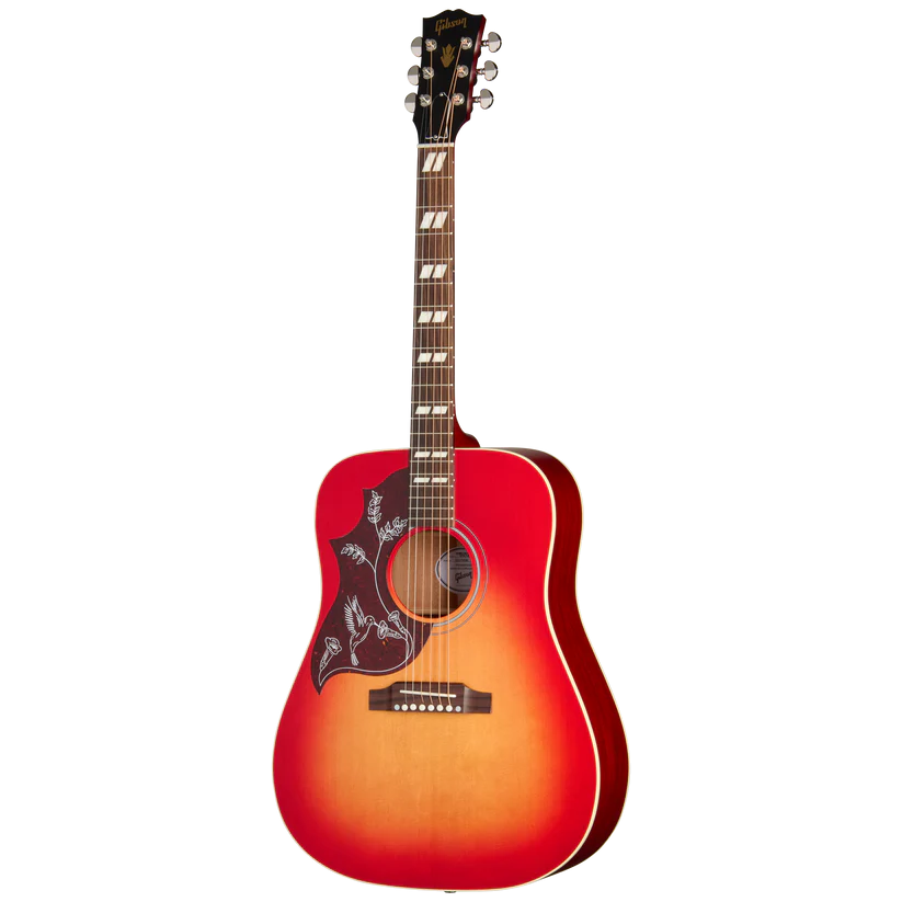 Full Front of Gibson Hummingbird Special Left-Handed Acoustic Guitar & Case, Vintage Cherry Sunburst
