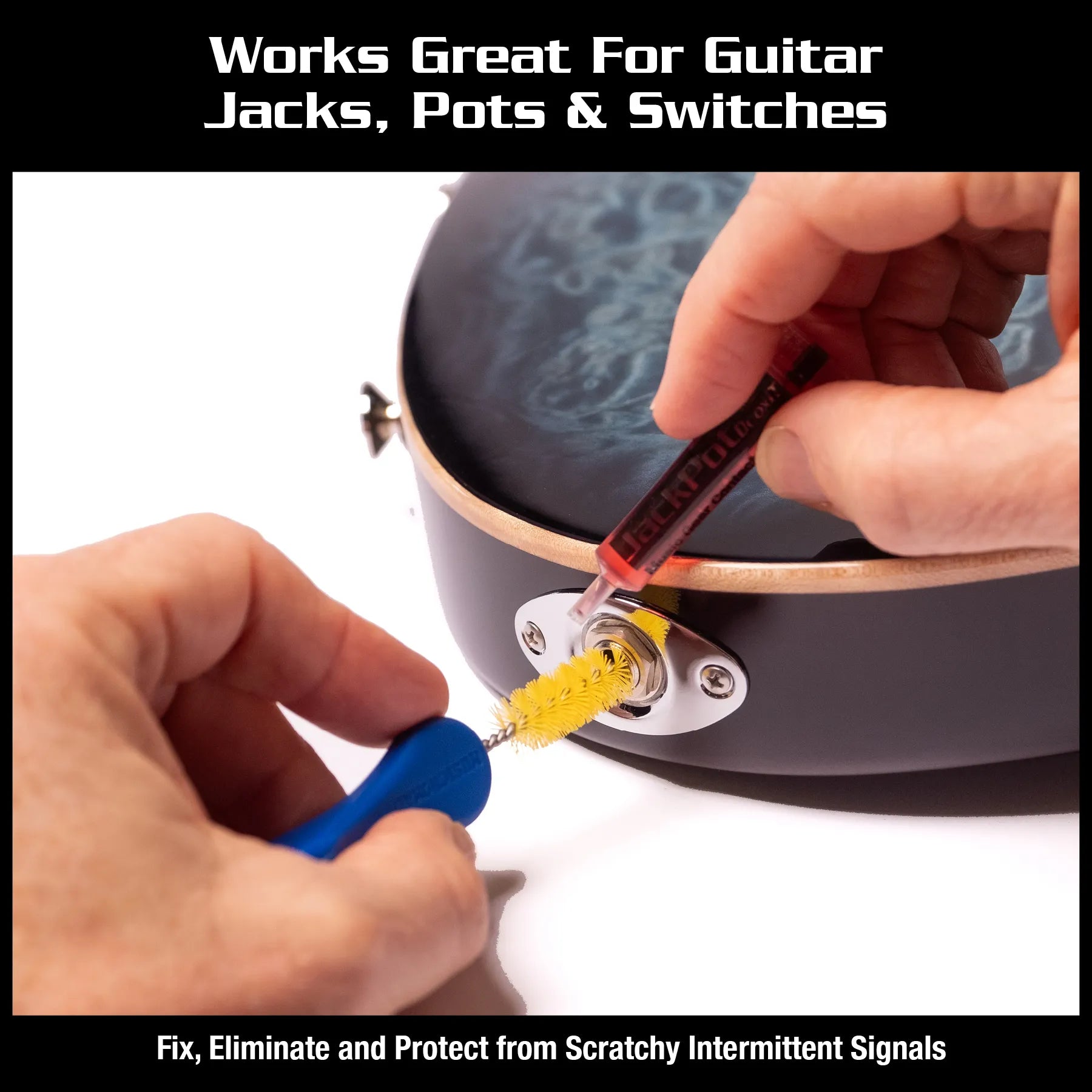 MusicNomad JackPot Music Gear Contact Cleaner, In Use 1