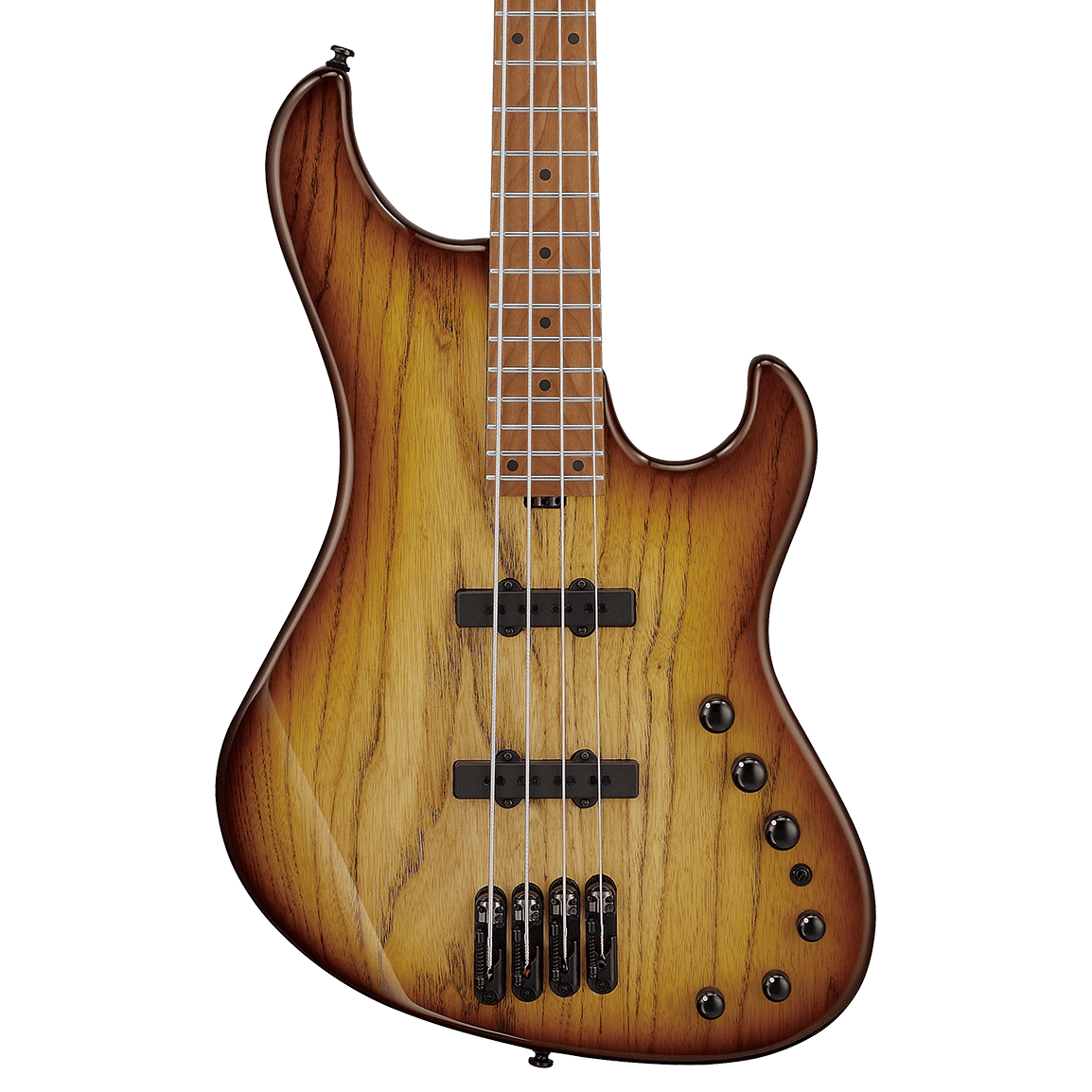 Front of Ibanez Mode MDM1300 Electric Bass, Natural Stained Amber Burst