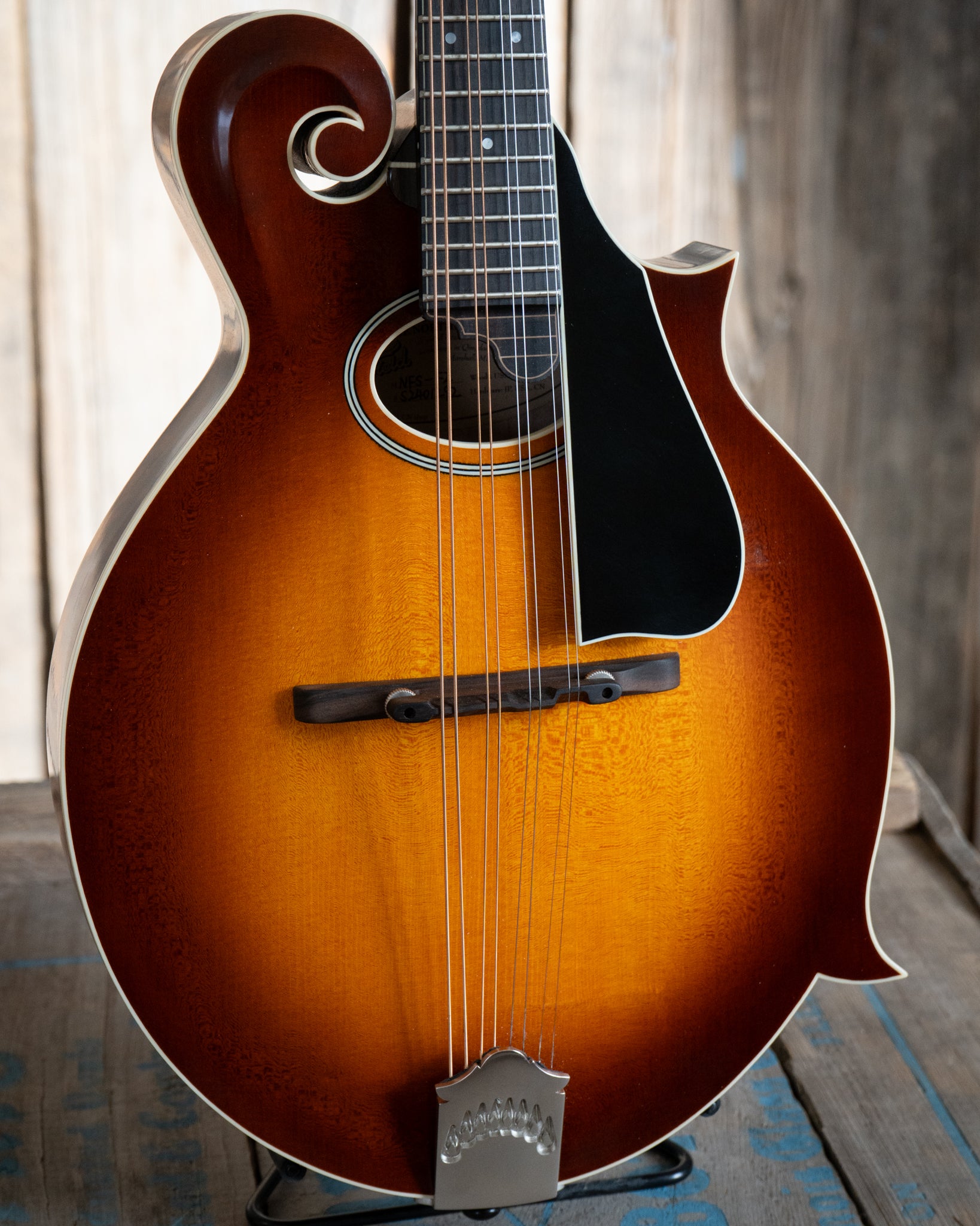 Front and side of Northfield Workshop  S-Series NFS-F2 Mandolin, Oval Soundhole