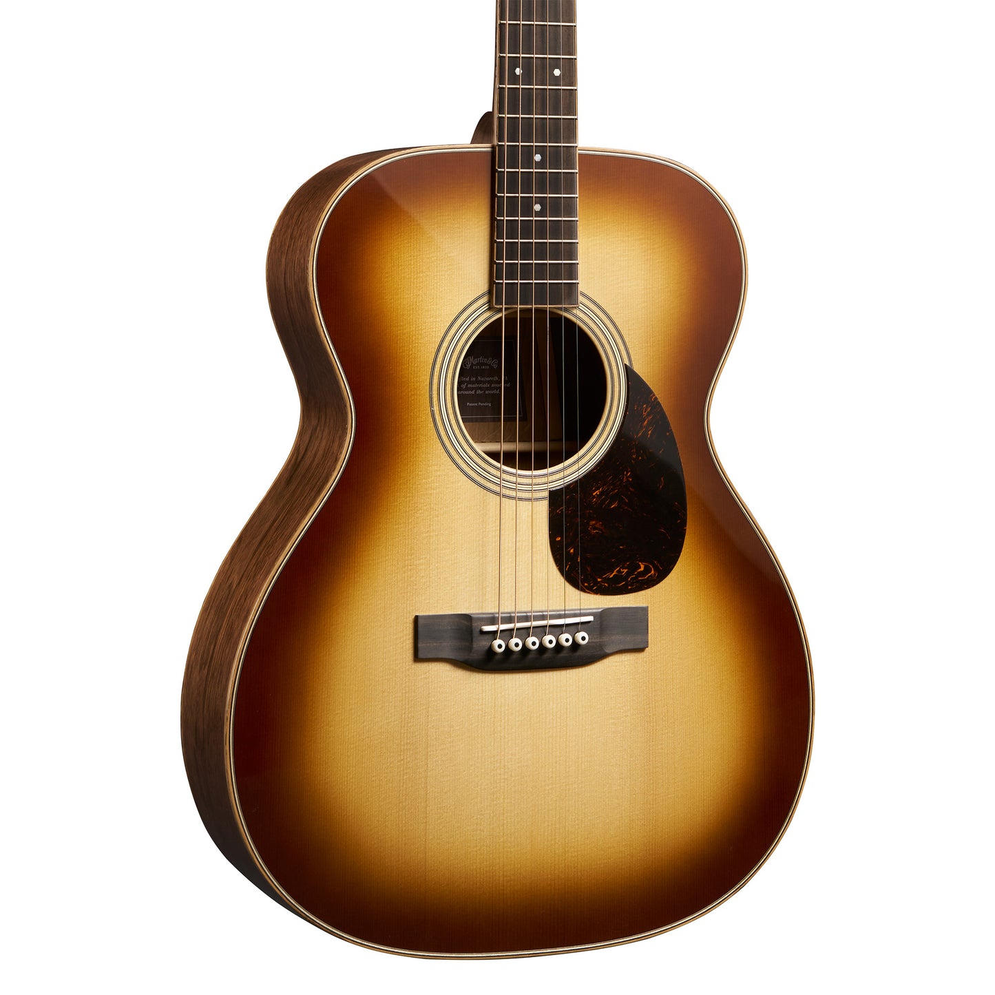 Front and side of Martin OM-35 Inception Acoustic Guitar & Case