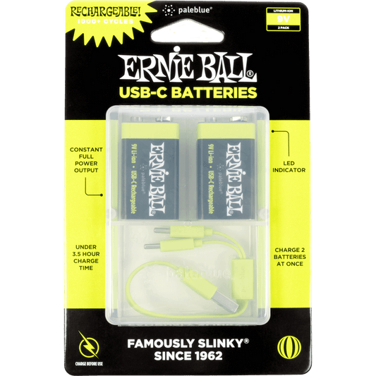 Ernie Ball USB-C Rechargeable 9V Batteries (2-Pack)