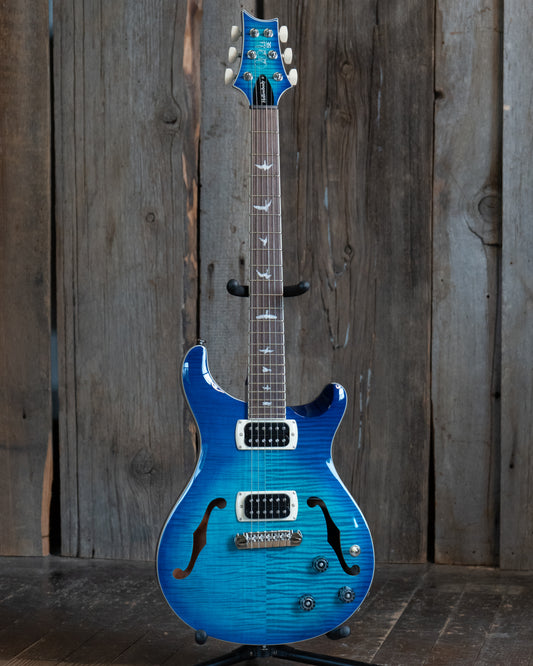 Showroom photo of PRS SE Hollowbody I Piezo Electric Guitar, Lake Blue