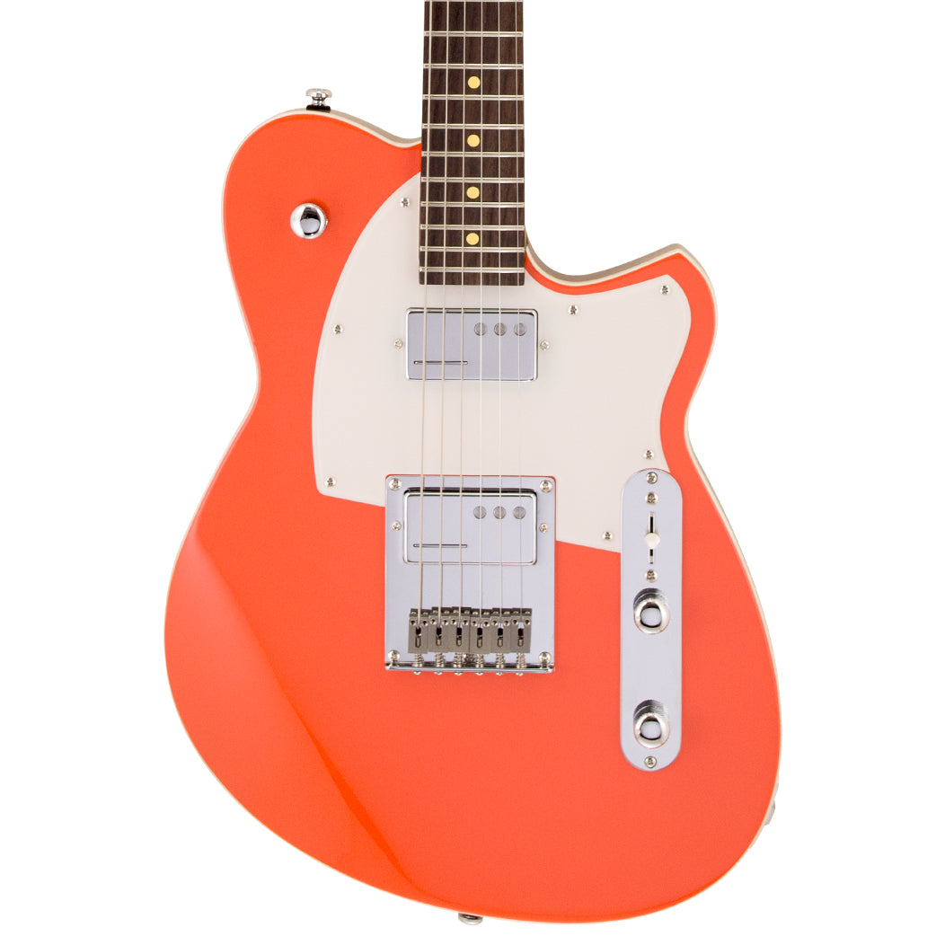 Front of Reverend Charger Cleancut Electric Guitar, Feisty Red