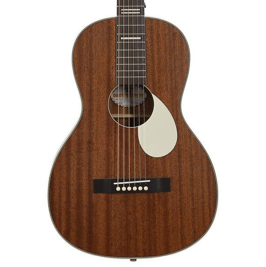 Front of Recording King Dirty 30's Parlor Acoustic Guitar, Mahogany