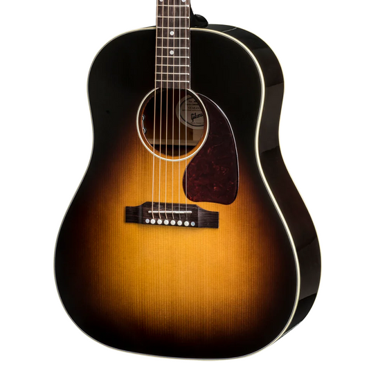 Front of Gibson J-45 Standard Acoustic Guitar & Case, Vintage Sunburst (LR Baggs VTC)