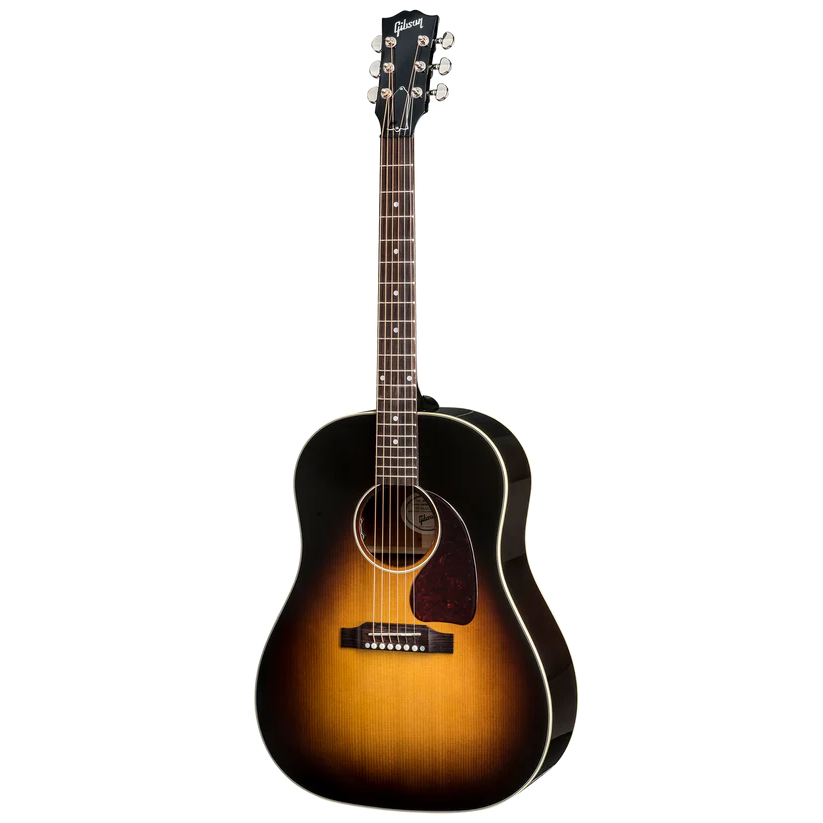 Full Front of Gibson J-45 Standard Acoustic Guitar & Case, Vintage Sunburst (LR Baggs VTC)