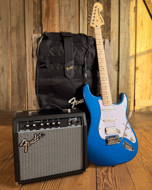 Showroom photo of Squier Affinity Series Stratocaster HSS Pack, Lake Placid Blue